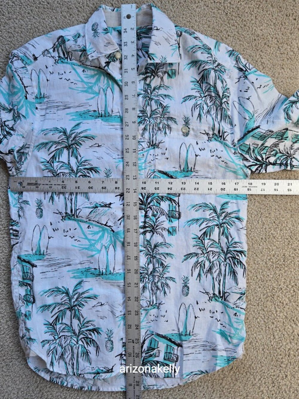 NWOT Linen Shirt XS Tommy Bahama Palm Tree Surfboard Beach Tropical - Picture 5 of 8